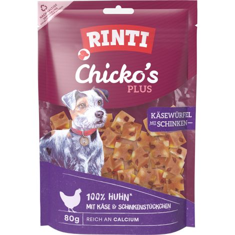 Rinti Chicko Plus Hundesnack Käse-Schinken-Würfel 80 g Hundeleckerlis