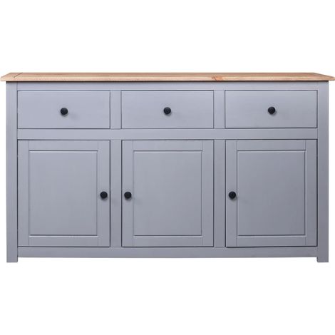 Maison Exclusive - Buffet Gris 135x40x80 cm Pin solide Assortiment Panama