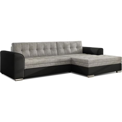 Canapé d'angle convertible CONFORTO 4 places gris et noir – angle droit (1/3)