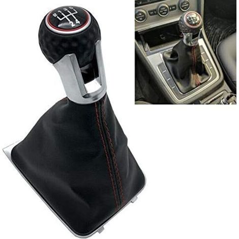 Pommeau de levier de vitesse LHD 5 6 vitesses en cuir anti-poussière pour VW Golf 7 Mk7 GTI GTD 2013 2014 2015 2016 2017 2018 (6 vitesses)
