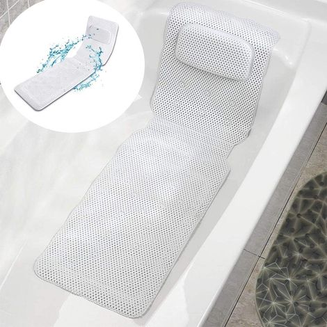 Rutschfeste Badematte, Massage-Bade- und Duschmatte, antibakterielle PVC-Ganzkörper-Spa-Badematratze, weiche gesteppte Kissenmatratze mit atmungsaktivem Stoff (weiß)