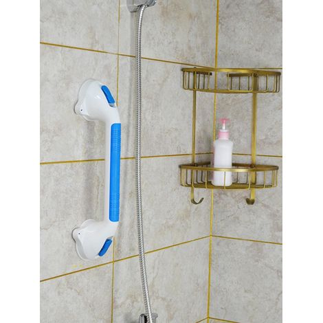 (bleu) Poigne De Douche  Ventouse Pour Salle De Bain Adapte Aux Personnes Handicapes, Ges, Blesses, Poigne De Douche Sre Jusqu' 113 Kg, Non Recomm (1/5)