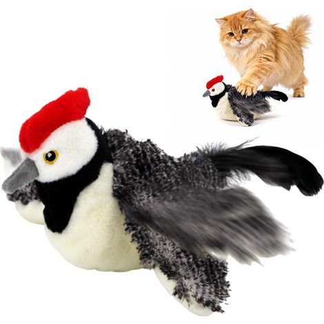 Jouet interactif pour chat en forme d'oiseau avec capteur de vibration et battement d'ailes réaliste (1/5)