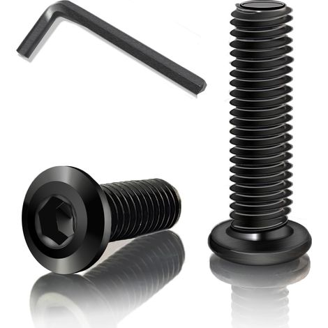 40 Vis Tête Plate Hexagonale m6x12mm A2 V2A - Boulon m6 En Acier Inoxydable - Vis en Inox Noire Fournies Avec Clé Hexagonale En L, Idéales Pour Électroménager Et Machines Industrielles (1/5)