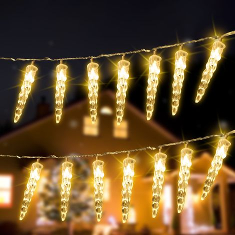 TolleTour Eiszapfen Lichterkette LED 2er Set 40 LEDs 5M Warmweiß Weihnachten Deko Weihnachtsdeko Eisregen Fenster Beleuchtung 8 Modi (1/5)