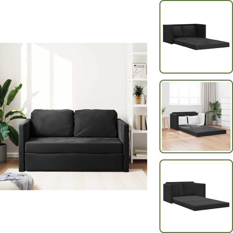The Living Store Bodensofa mit Schlaffunktion Schwarz 122x204x55 cm Samt - Bodensofa - Schlafcouch - Gästebett - Zweiersofa - Gemütliches Sofa (1/5)