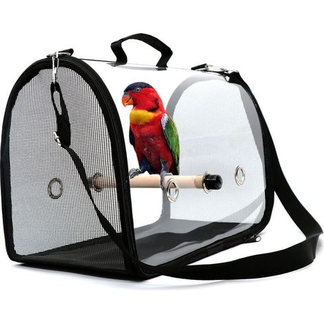Transport pour Oiseaux Nouveau Noir Transport Cage À Oiseaux Sac À Dos pour Animaux De Compagnie PVC Transparent Ornemental Une Épaule Porte Oiseaux 1pcs--412328cm (1/5)