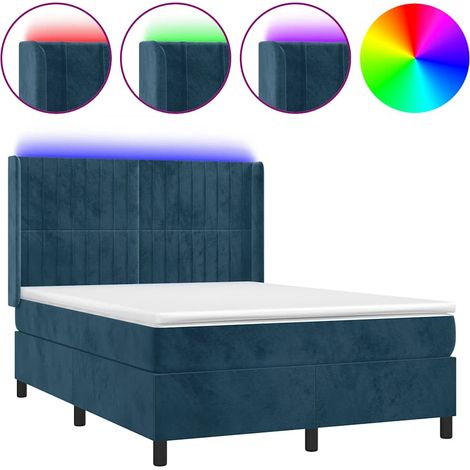 Maison Exclusive - Letto a Molle con Materasso e LED Blu Scuro 140x190 cm (1/5)