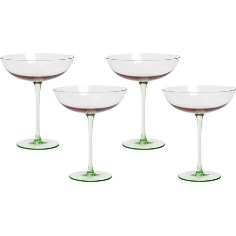 Conjunto de 4 copas Pompadour de champán cóctel sopladas a mano rosa y verde 25 cl Diopside (1/5)
