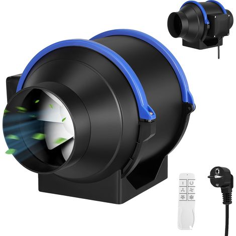 Ventilateur de conduit en ligne, vitesse réglable, fonctionnement silencieux, noir (1/5)