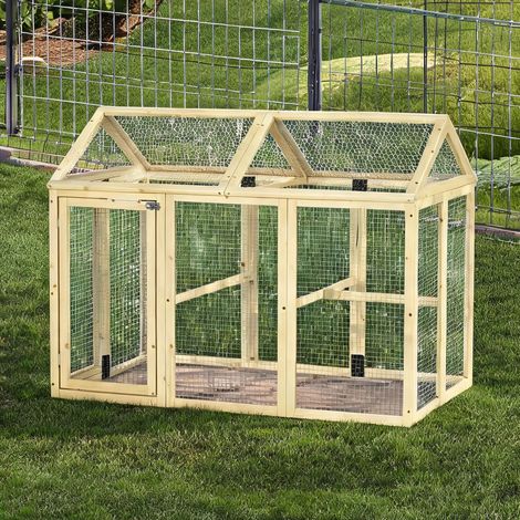 Poulailler bois naturel en bois de sapin 140 x 88,5 x 106 cm (1/5)