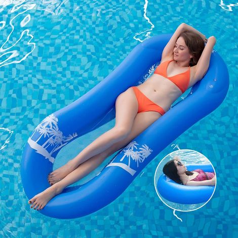 Inflatable Swimming Pool Hammock, Floating Mattress, Water Pool Buoy Armchair Swimming Pool Buoy, Giant Aqua Inflatable Net Float, Floating Bed Water Mattress Sofa for Adults and Children (1/5)