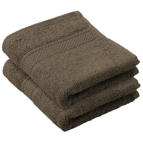 2 serviettes invités 30x50 cm, coton peigné 540 g/m², couleur taupe falcon, linge de bain élégant pour salle de bain (1/2)