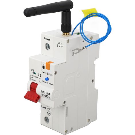 Disjoncteur intelligent monophasé 63 A avec commande à distance via application mobile, temporisation marche/arrêt, Wi-Fi, 230 V CA (1/5)
