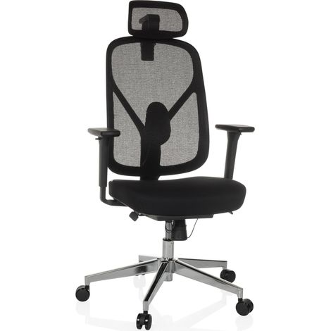 Bürostuhl / Drehstuhl RALOO PRO Sitz Stoff / Rücken Netzstoff schwarz hjh OFFICE (1/5)