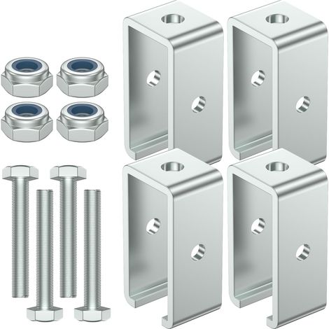 Connettore per canale di rinforzo, estensione per connettore per canale di rinforzo da 1-5/8" di larghezza x 1-5/8" di altezza (4 pezzi, acciaio, argento, montaggio a parete)
