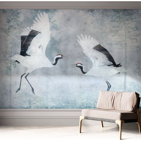 Papier peint adhésif autocollant pour salon chambre à coucher tendance et originale Grues harmonieuses 312x219 cm (1/5)