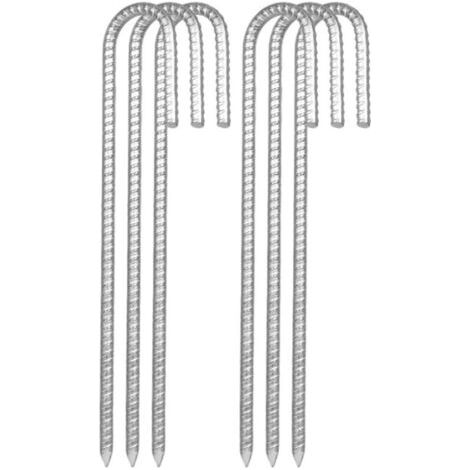 Lot de 10 piquets d'ancrage au Sol de 32 cm, Clous de Tente avec Pointe ciseau à l'extrémité, idéal pour sécuriser Les clôtures, tentes, auvents, abris de Jardin, Trampoline (1/5)
