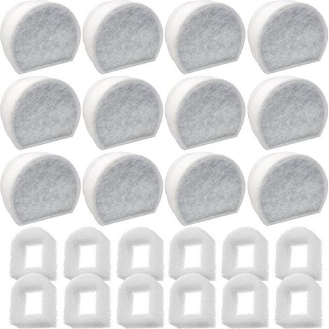 Paquete de 24 prefiltros de espuma y filtro de carbón compatibles con las fuentes PetSafe Drinkwell INOX 360 Avalon Pagoda Seascape y Sedona. Filtro para fuentes de agua para gatos y perros. (1/5)