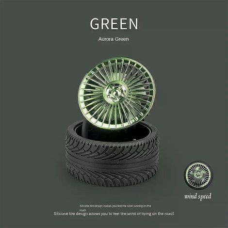 Ventilateur décoratif en forme de roue de voiture, longue autonomie, batterie intégrée, rotation à 360°, faible consommation d'énergie (1/4)