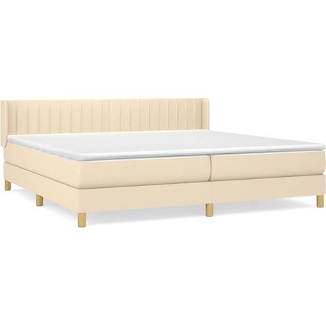 Maison Exclusive - Giroletto a Molle con Materasso Crema 200x200 cm in Tessuto (1/5)