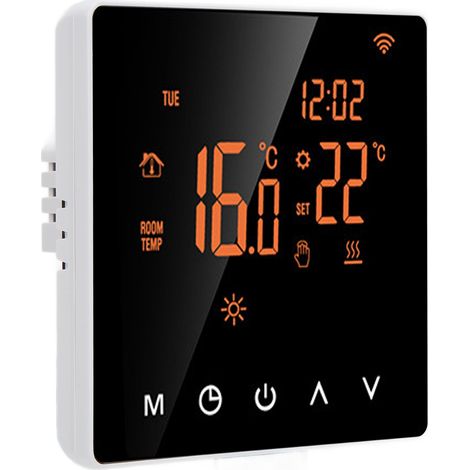 Thermostat intelligent WiFi ME81H LCD pour chauffage au sol électrique, chaudière murale, compatible Tuya, AC230V, fond orange, bouton blanc, 3A (1/5)
