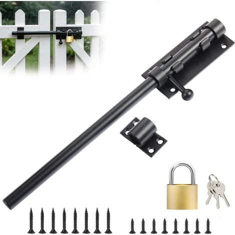 295 mm Targettes de Porte, Cadenas et Vis, Résistant aux Intempéries Inox 304, Robuste, Résistant Corrosion, Facile Nettoyage, Tige 14 mm, pour Portail, Abri de Jardin, Garage, Remise, Clôture (1/5)