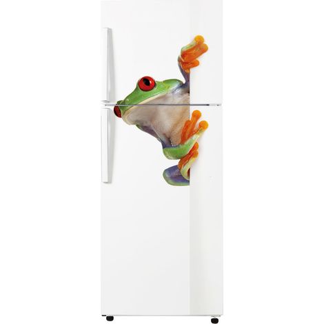 Stickers Frigo - Grenouille - 65x150 cm - Idéal pour frigo 55x150 cm - Adhésif BRILLANT (1/2)