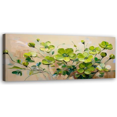 Tableau déco Plantes de fleurs vertes 90x30 (1/5)