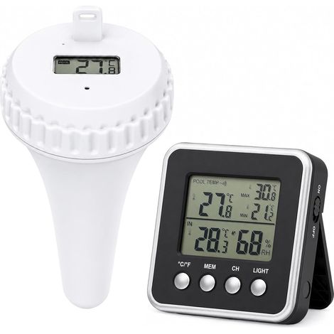 Thermomètre de Piscine Sans Fil avec Capteur Flottant à 150 m, Étanche IPX8 Thermomètre de Température d'eau Lcd avec Récepteur Numérique Exterieur Interieur pour Aquarium, Spa, Étang à Poissons (1/5)