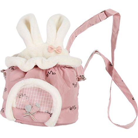 Sac de transport à bandoulière pour Hamster, écharpe d'extérieur en forme d'oreille de lapin mignon pour petits animaux, taille libre rose (1/5)