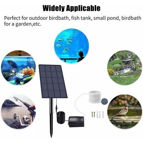 Pompe à oxygène Solaire enfichable 2.5W, Pompe Bassin Solaire, Aérateur d'aquarium, Pompe à air, Aérateur de pêche, avec Tuyau Pierre à air, pour Aquarium de Jardin Piscine extérieure étang (1/4)