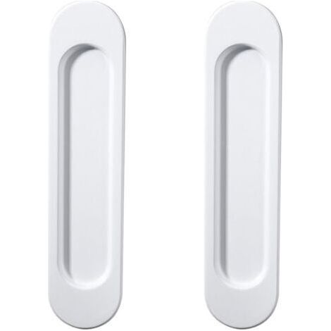 2pcs Poignées de Porte Coulissante Angle droit Autocollantes,Alliage D'aluminium or mat sans Perforation Coulissantes Grange,Fenêtres, Armoires 148mm (Blanc (coin arrondi))