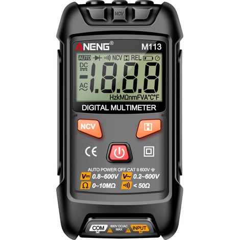 Mini multimetro digitale M113, tester intelligente di tensione AC/DC con rilevamento NCV, 1999 conteggi, display LCD, misurazione di tensione e resistenza.