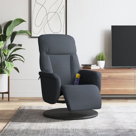 Fauteuil inclinable de massage repose-pied -Chaise de relaxation-Fauteuil Relax gris foncé velours 232148 (1/5)
