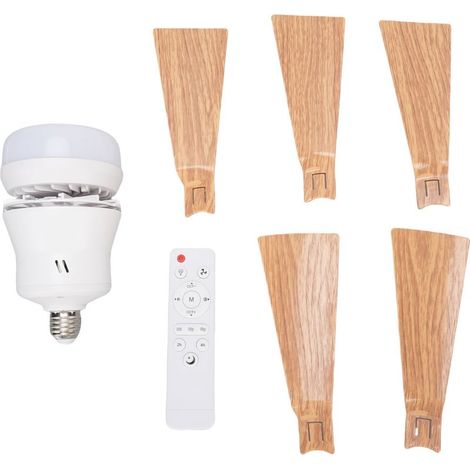 Plafonnier Ventilateur Lumière LED 3 Vitesses Commande Remote Réglable E26 Bois Garage Salon Chambre 30W (1/5)