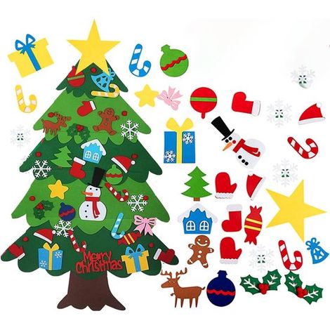 Décoration de sapin de Noël en feutre à faire soi-même - fermeture à velcro à faire soi-même - Sapin de Noël décoratif - cadeaux pour enfants (1/5)