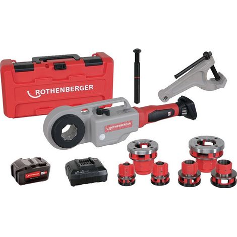 ROTHENBERGER SUPERTRONIC 2000 E Set, con contro-supporto, batteria Li-Power 18/4 (4Ah/18V), caricabatterie EU e BSPT R, 1/2"-3/4"-1"-1.1/4"-1.1/2"-2" - 1000003389 (1/4)