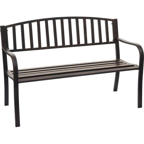 Banc de jardin HHG-696, banc du parc, 2 places, acier thermolaqué, bronze vintage
