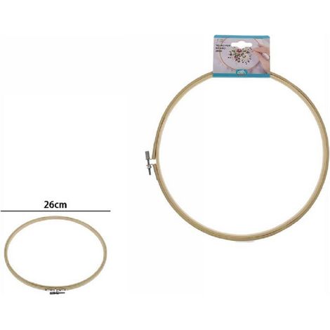 TrAdE Shop Traesio - Telaio Per Ricamo In Legno Tondo Con Fibbia Metallo Accessori Cucito 26cm 53550a -