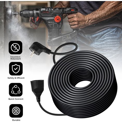 Rallonge éléctrique 30m pour multiprise - Câble d'extension - Noir - IP44 - Rallonge de câble (1/5)