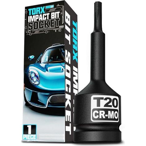 Torx Nuss Bit Einsatz T20 1/2 Zoll Antrieb Chrom-Molybdän-Stahl 78mm Länge (1/4)