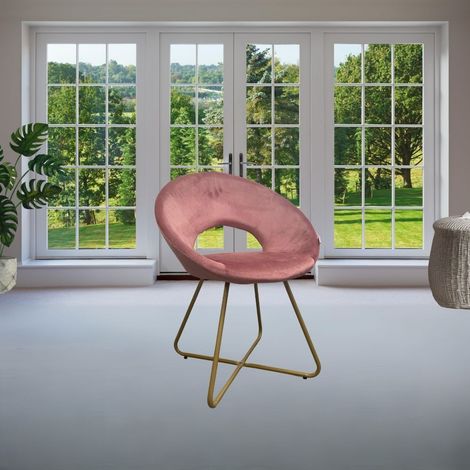 Set 2 poltroncine da salotto Etere velluto rosa e gambe oro (1/5)