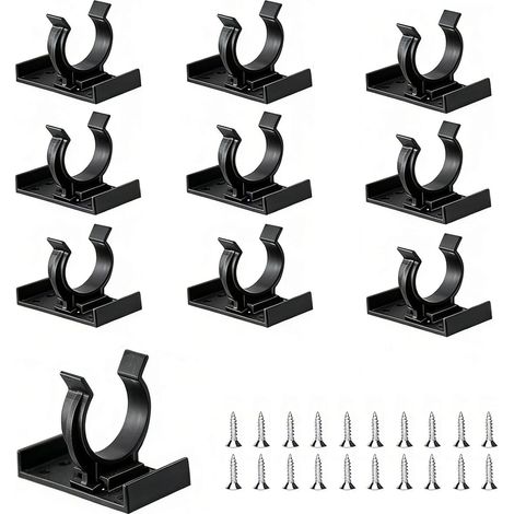 Lot de 10 clips de plinthe avec 20 vis pour plinthe de 26 à 30 mm - Kit de fixation universel pour planches de cuisine et pieds de meubles - Montage facile - Noir (1/5)