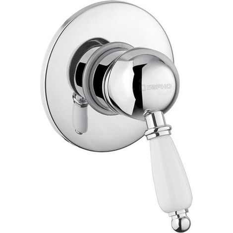 Sapho Kirké - Mitigeur de douche encastré, 1 sortie, manette blanche, chrome KI41BC (1/2)