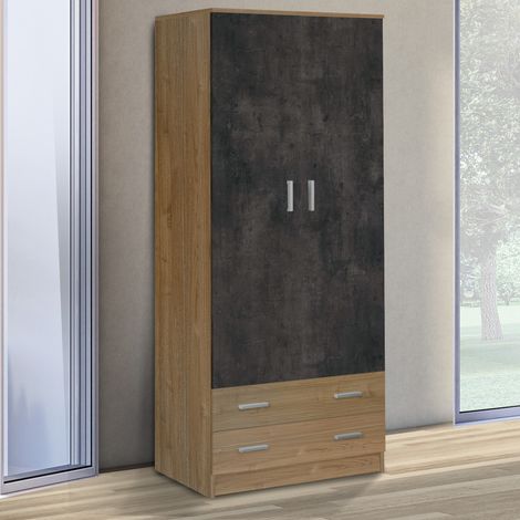 ARMADIO MOD. MULTIUSO CM 77X52 H. 182 NOCE STELVIO E OSSIDO (1/5)