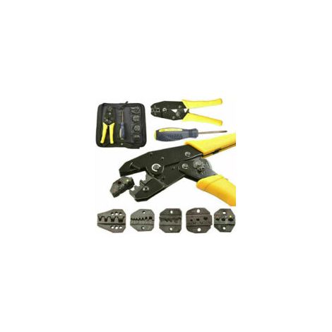 5-in-1-Crimpzange – Ratschenmechanismus – Austauschbare Einsätze für Kabel von 0,5–35 mm² – Inklusive Aufbewahrungstasche – Crezuo