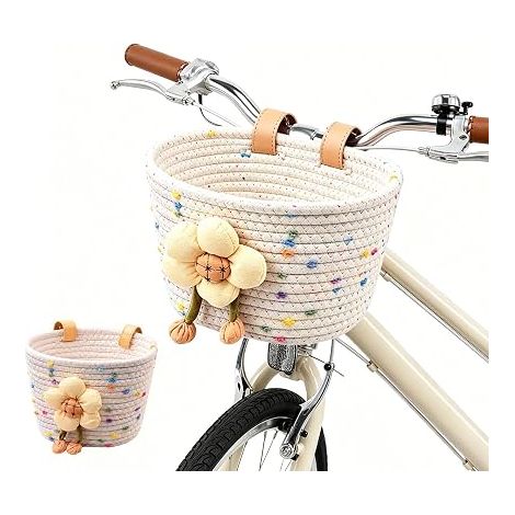 Children's Bicycle Basket, Hand-Knitted Bicycle Basket, Removable Bicycle Basket with Verstellgurt, Children's Bicycle Accessory for Boys and Girls, for Children Tricycles Balance Bike (1/5)