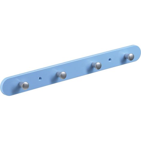Hettich Garderobenleiste 4 Haken 38,0 x 4,0 x 0,8 cm hellblau Hakenleisten