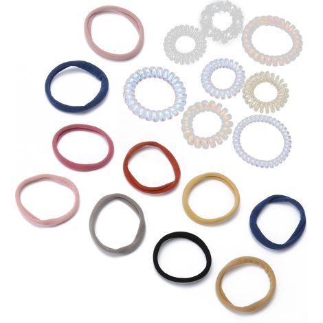 Set mit 18 unsichtbaren Spiralhaargummis, markenlos, für Pferdeschwanzfrisuren (1/5)